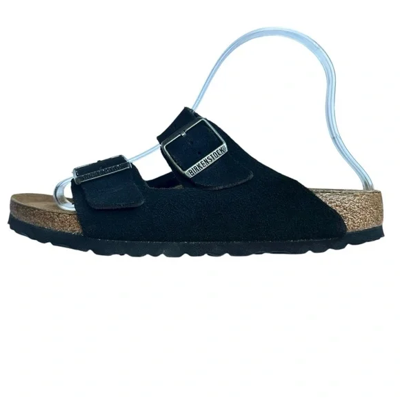 BIRKENSTOCK Arizona Soft Footbed Black Suede Leather Sandals US 8 8 1/2 A B New - Picture 11 of 16